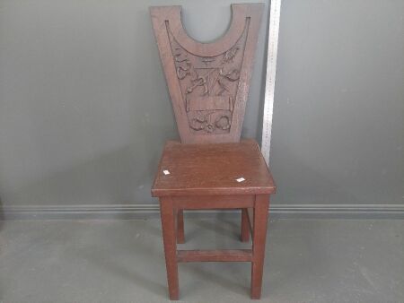 Vintage Hand Carved Wooden Children's Chair