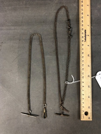 2 Plated Fob Watch Chains