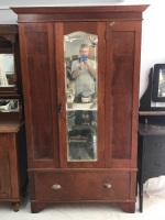 Vintage Single Door Silky Oak Wardrobe