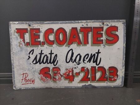 Vintage T.E.Coates Estate Agent Metal Sign