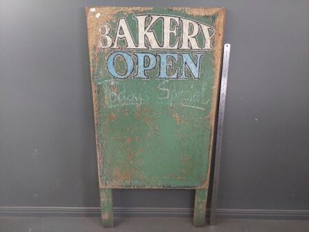 Vintage Wooden Painted Bakery Sign