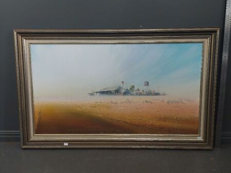 Little Topar Near Broken Hill - Framed Oil on Board signed Kerr 84