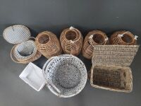 Lot of Wicker Ware inc Baskets and Lantern Holders - 2