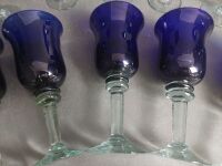 12 Large Blown Blue Mexican Wine Glasses - 4