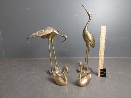 4 Brass Ornamental Birds