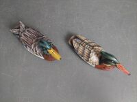 Pair Handpainted Wooden Ducks - 2