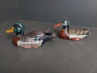 Pair Handpainted Wooden Ducks - 3