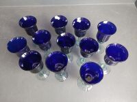 12 x Blown Blue Mexican Wine Glasses - 2