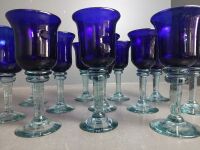 12 x Blown Blue Mexican Wine Glasses - 3