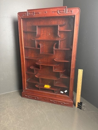 Asian Style Glass & Cedar Display Cabinet lockable w. key