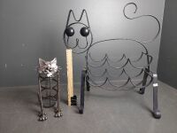 Metal Black Cat Wine Rack + Bottle Holder