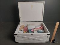 White Trunk Containing Doll House Furniture