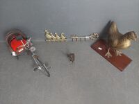 Brass Chook, Metal Tricycle & Brass Key Holders with a butterfly - 2