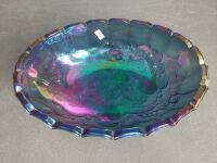 Four Footed Indiana Carnival Glass Grape Iridescent Blue - 2