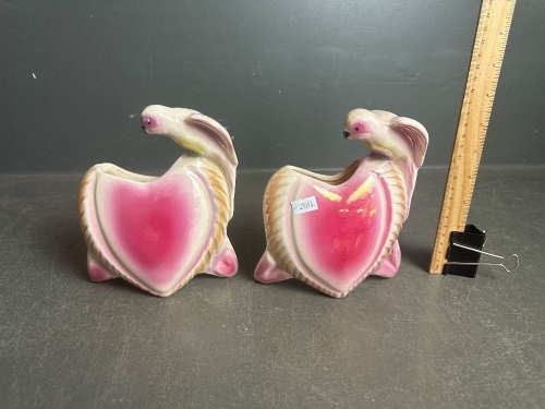 Pair Art Deco Love Birds Wall Hanging Vases