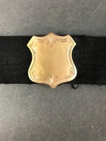 Antique Black Ribbon Garter Bracelet with 9ct Rose & Yellow Gold Australian Coat of Arms, Shields & Fittings - C1910 - 3