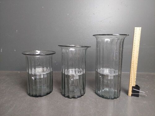 3 Clear Glass Mexican Candle Holders