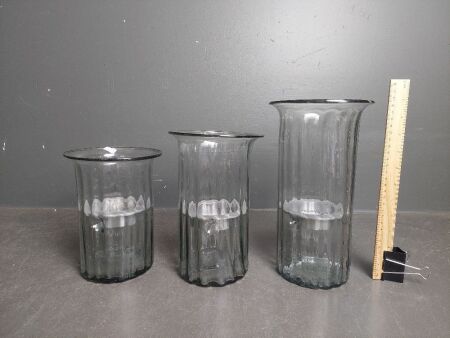 3 Clear Glass Mexican Candle Holders