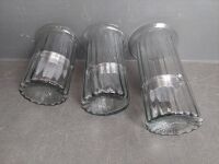 3 Clear Glass Mexican Candle Holders - 3