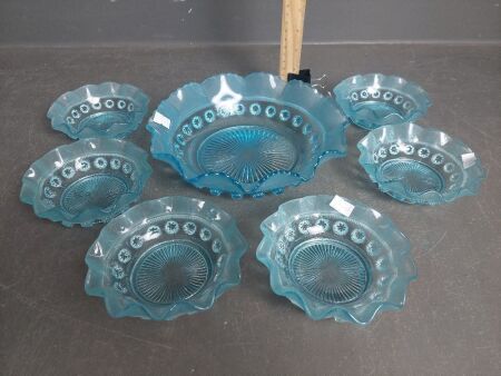 Vintage Davidson Turquoise Blue Dessert Set