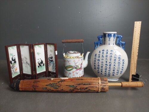 Chinese Collection inc Teapot, Umbrella, Vase, and Mini Divider