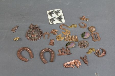 Collection of Pressed Copper, Brass and White Metal Embellishments & Buttons