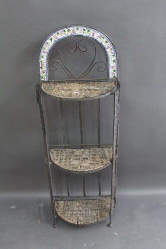 Folding 3 Tier Iron & Cane Pot Stand