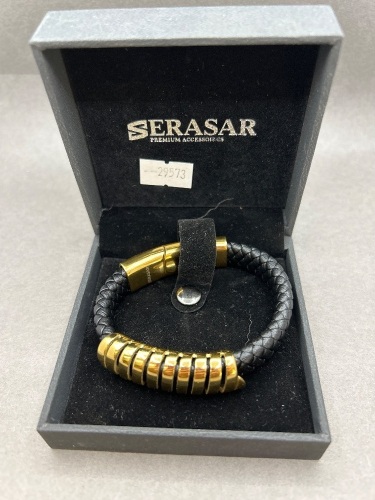 Serasar (Ger) Leather Cuff/Bracelet with Magnetic Clasp