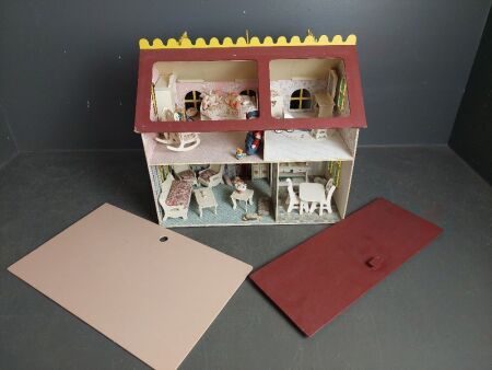 Wooden Dolls House with Assorted Contents