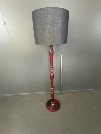 Turned Mahogany Floor Lamp with Black Shade