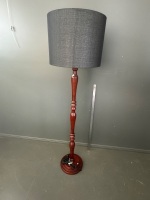 Turned Mahogany Floor Lamp with Black Shade - 2