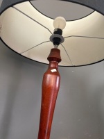 Turned Mahogany Floor Lamp with Black Shade - 3