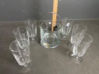 7 Piece Swedish Crystal Drink Set inc ice bucket & 6 star burst stemmed glasses - 2