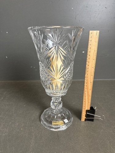 Quality Bohemia Crystal 2 piece hurricane lamp w. Candle