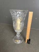 Quality Bohemia Crystal 2 piece hurricane lamp w. Candle - 2