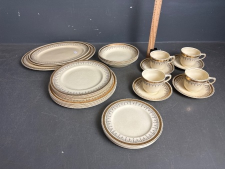 27 Piece English Cream & Gilded Dinner Setting inc. Graduated Platters