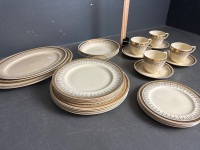 27 Piece English Cream & Gilded Dinner Setting inc. Graduated Platters - 2