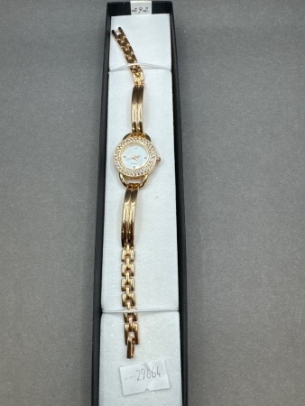 Rose gold tone Lady Quartz watch with diamonte trim