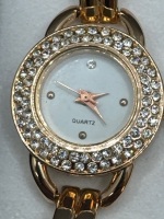 Rose gold tone Lady Quartz watch with diamonte trim - 2