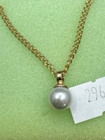 Dainty Gold Tone Pearl Drop Pendant - 2