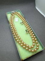 Antique 2 strand pearl necklace with matching earrings - 2