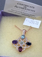 Exquisite Rose Gold Tone Pendant w. Genuine Multi Swarovski Crystals certificate included - 2