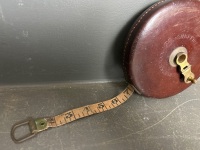 Antique Chesterman England Leather Cased Tape Measure 100ft - 3