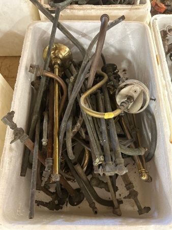 Mixed Lot of Copper and Brass Gas Light Arms, Piping, etc.