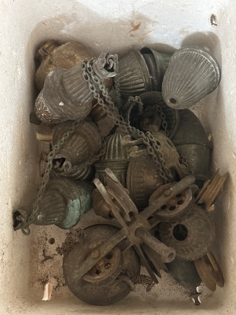 Assorted Lot of Oil Lamp Weights etc.