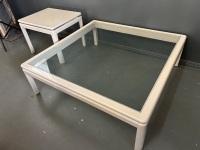 Mid 80s Style low set table with side table - 2