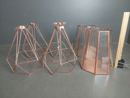 Copper Look Industrial Style Light shades and 2 Candle Holders