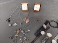 Large Mixed lot of Ladies Watches, Misc. Jewellery & 2 Desk Clocks - 2