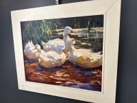 Original Oil on canvas of Ducks by Wolfgang Lammle - 2