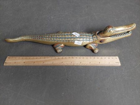 Vintage Brass Crocodile Nut Cracker